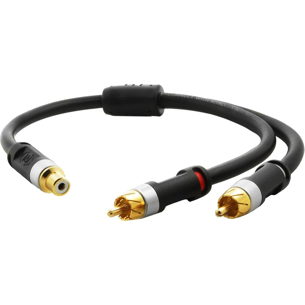 Buy now Mediabridge Ultra Series RCA Y-Adapter (12 Inches) - 2-Male to 1-Female for Digital Audio or Subwoofer - Dual Shielded with Gold-Plated Ultra Series RCA Connectors - Black (Part# CYA-2M1F-P) at indiglob india