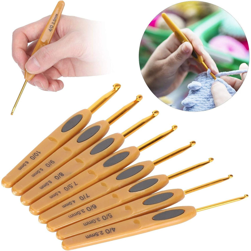 Buy now 8 Sizes Crochet Hooks Set,Ergonomic Crochet Hooks with Soft Rubber Handles and Number Marks for Grandmothers,Moms,Children,Beginners or Advanced Crochet Lovers at indiglob india