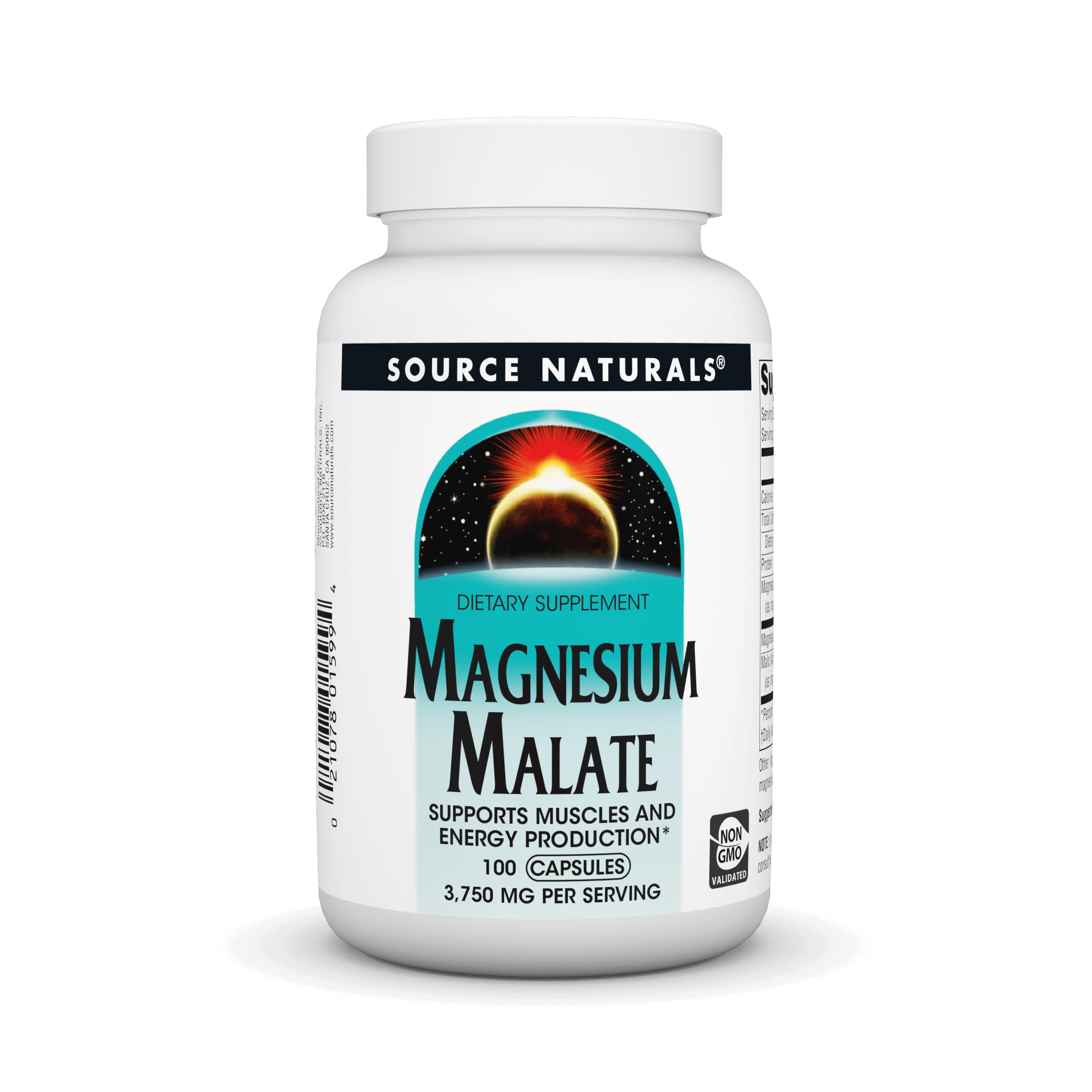Source Naturals Magnesium Malate, 3750 mg per Serving - 200 Capsules | Support Muscles and Energy Production*