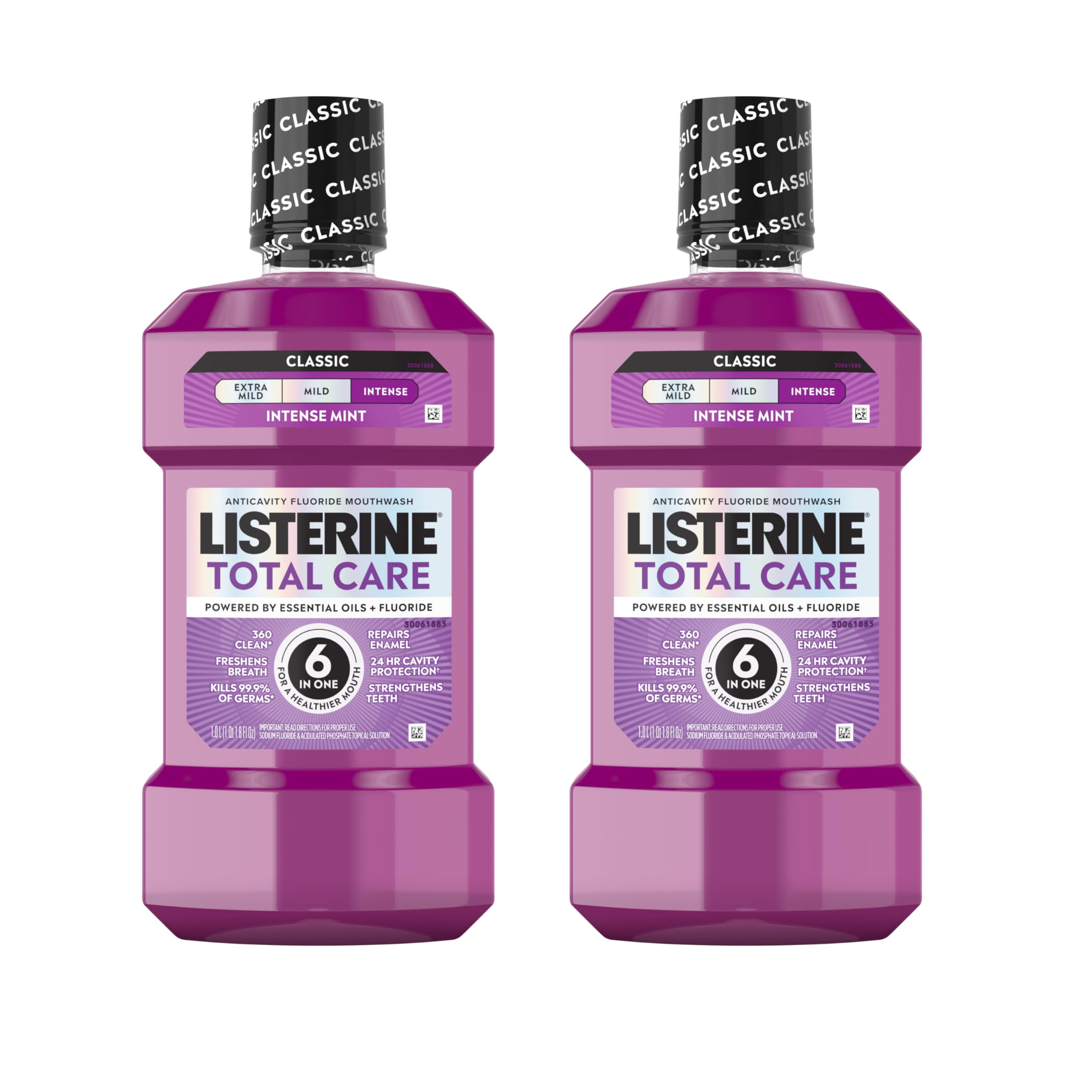 Buy now Listerine Total Care Intense Anticavity Fluoride Mouthwash, 6 Benefits in 1 Oral Rinse Helps Kill 99% of Bad Breath Germs, Prevents Cavities, Provides 360 Clean*, ADA-Accepted, Intense Mint, 1 L 33.8 Fl Oz (Pack of 2) at indiglob india