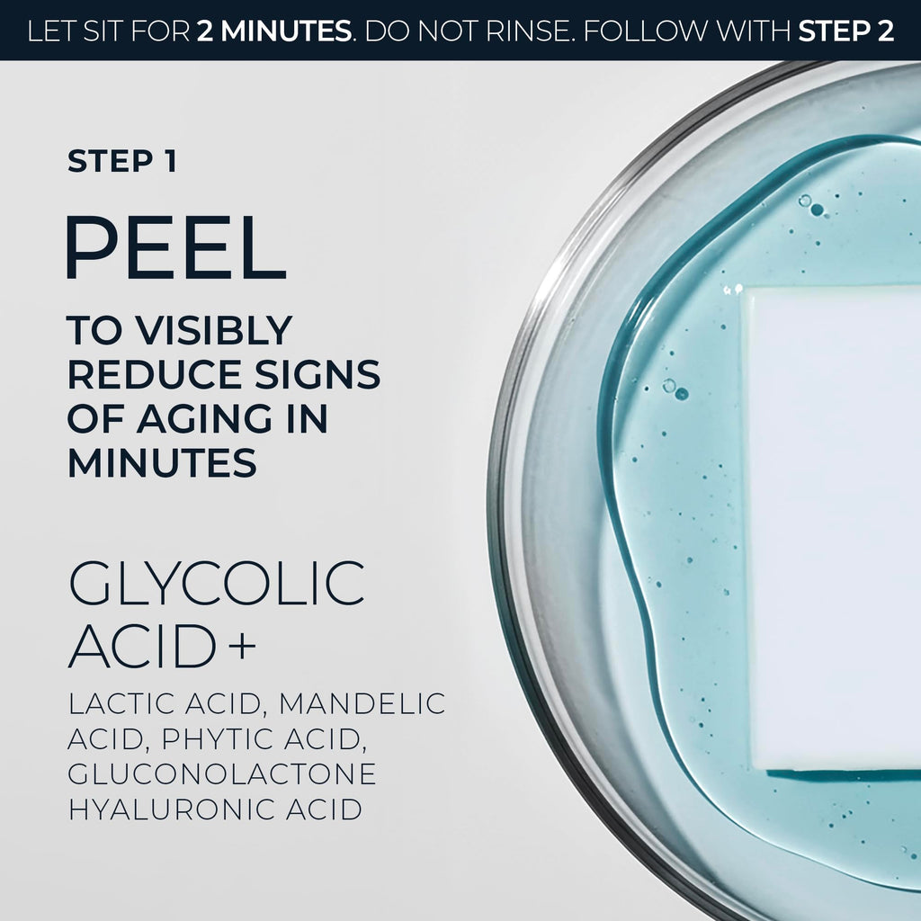RoC Retinol Correxion Line Smoothing 2-Step Peel Pads with Clinical Retinol & 5-Acid Blend, Resurfacing Treatment for Fine Lines, Dullness, and Pores, 20 Treatments