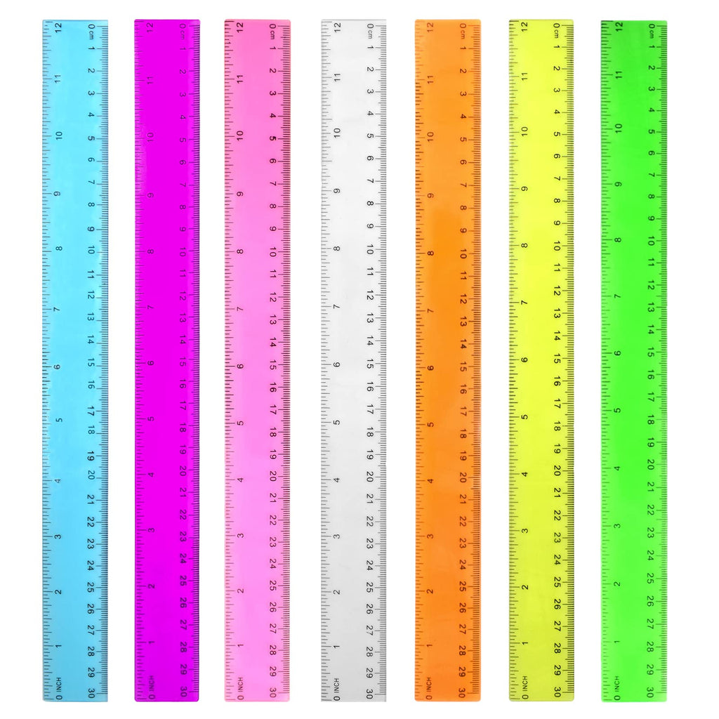 Color Clear Ruler Plastic Rulers - Ruler 12 inch, Kids Ruler for School