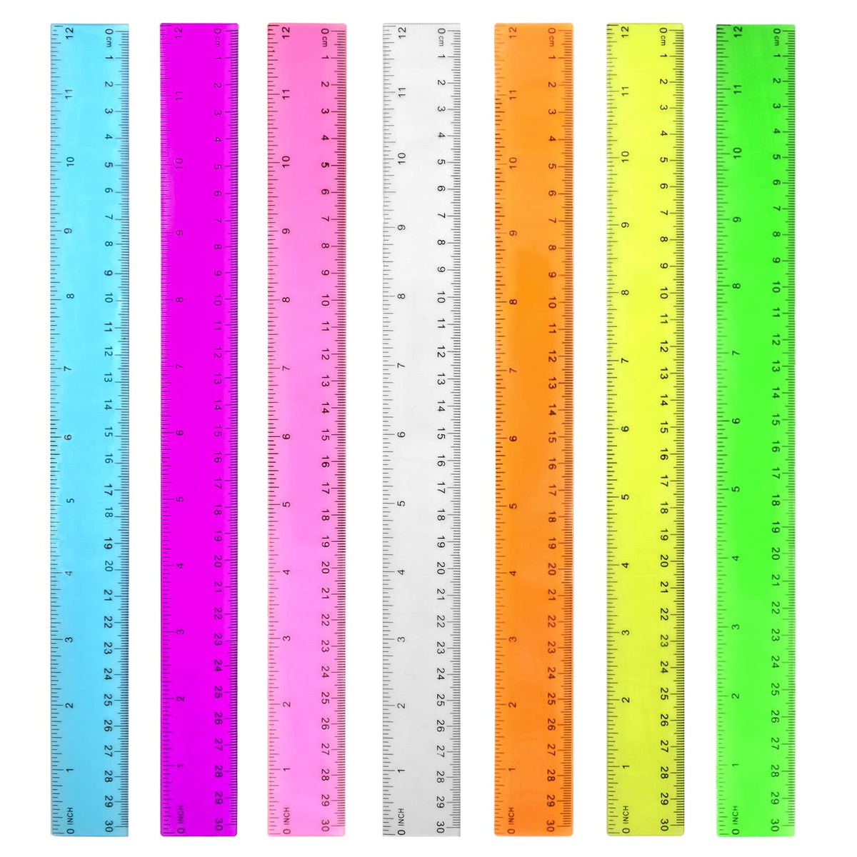 Color Clear Ruler Plastic Rulers - Ruler 12 inch, Kids Ruler for School