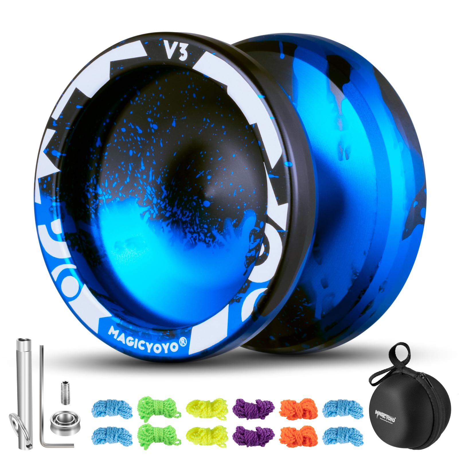 Buy now MAGICYOYO V3 Yoyo for Kids 8-12 or Above, Responsive Yoyo Professional with Dual Function, Professional Trick Yo yo for Adults with 12 Yo-yo Strings, KK Bearing, Bearing Puller, Axle,Case Bag -Black V3 Black Blue at indiglob india
