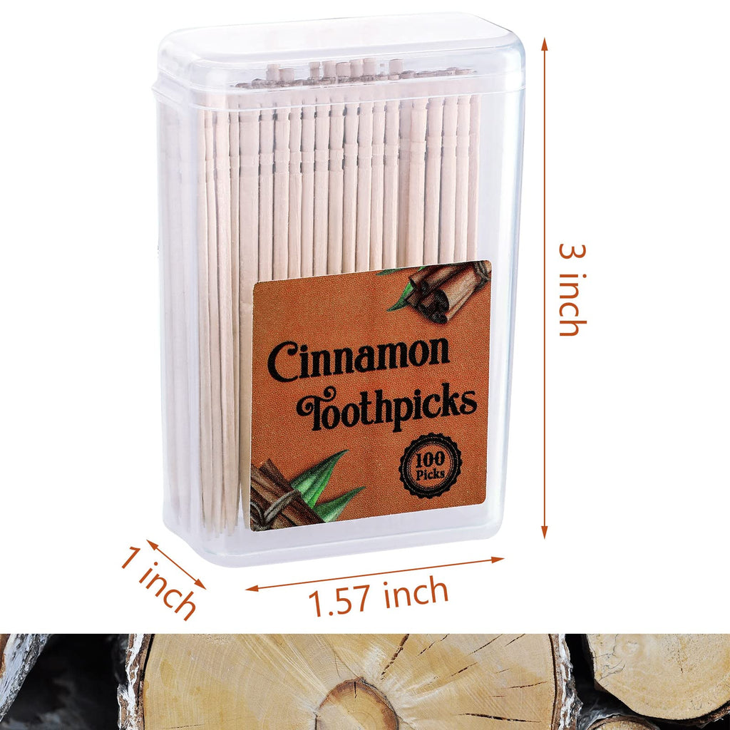 Mumufy 400 Pcs Cinnamon Toothpicks, 4 Clear Plastic Boxes