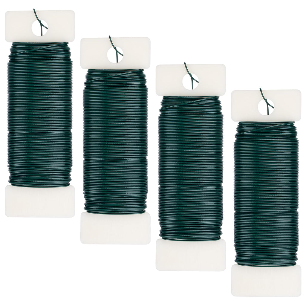 AISOSO 4 Pack Floral Wire, 131 Yards Paddle 22 Gauge Florist, Green
