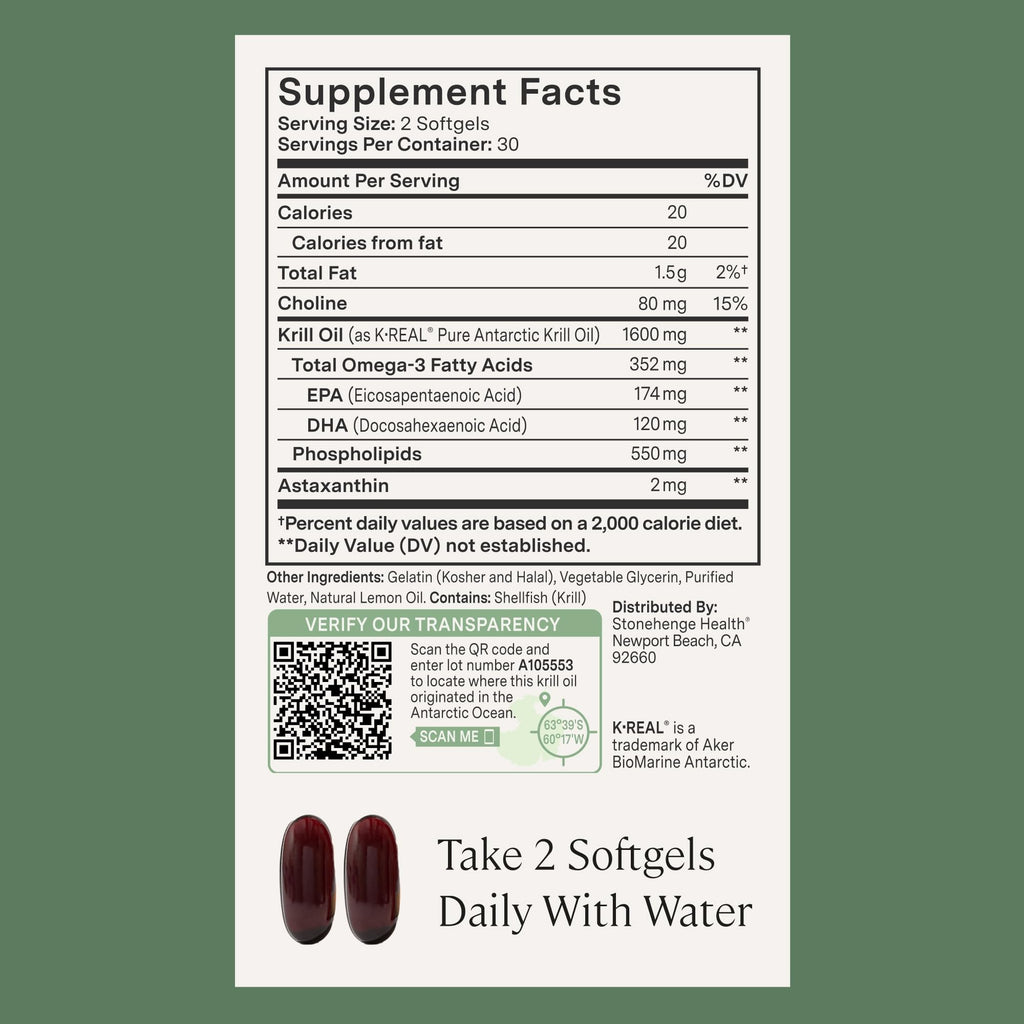 Stonehenge Health Dynamic Krill Oil | Triple Strength Omega-3 1600mg - 60ct