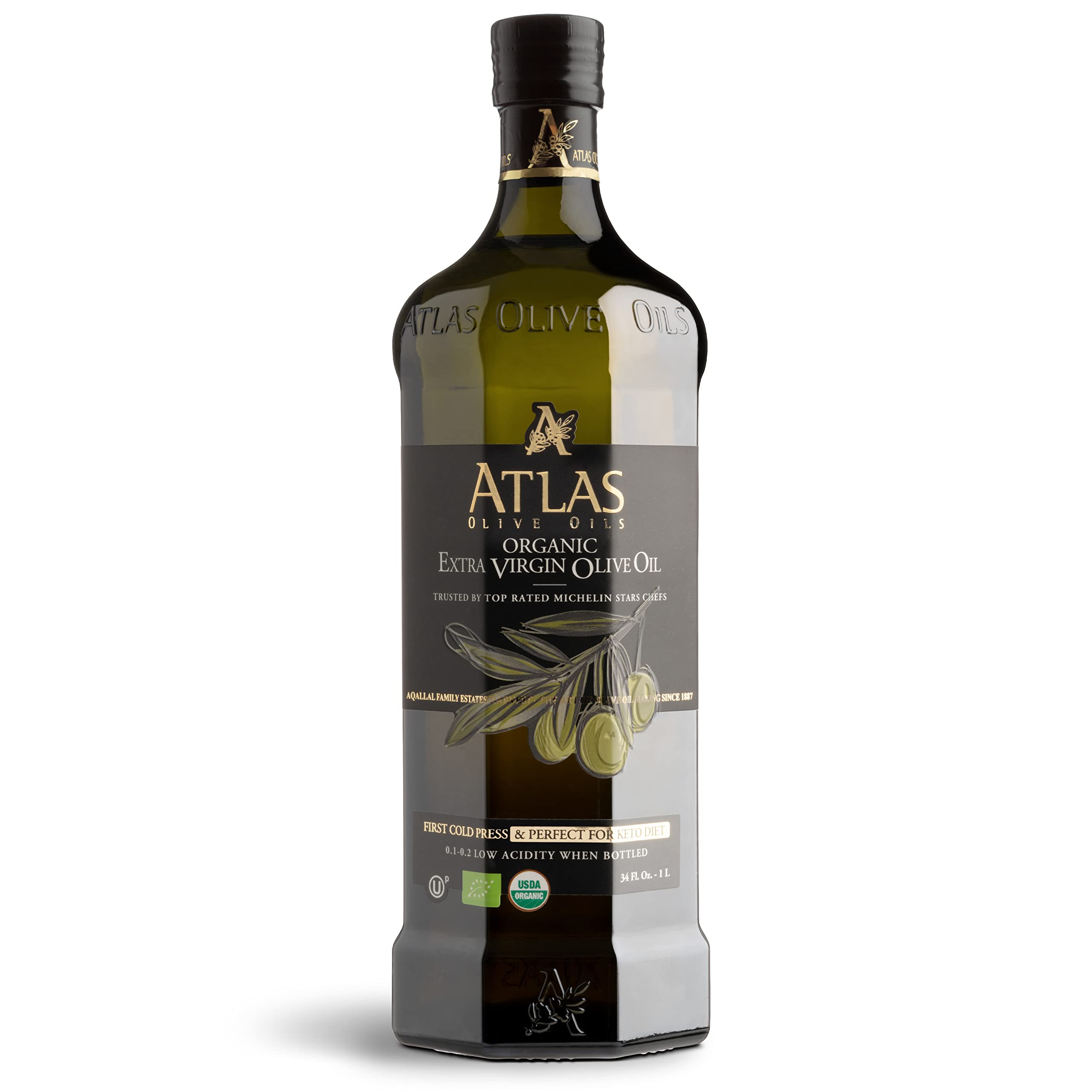 Buy now Atlas 750 mL Organic Cold Press Extra Virgin Olive Oil in Glass Bottle, Polyphenol Rich from Morocco | Newly Harvested Unprocessed from One Single Family Farm | Moroccan EVOO Trusted by Award-Winning Chefs 34 Fl Oz (Pack of 1) at indiglob india