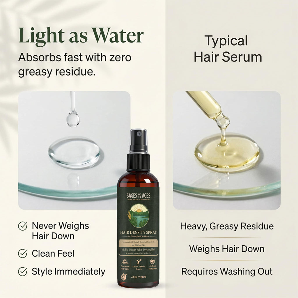 Fermented Rice Water Hair Growth Spray with Rosemary, Keratin, Biotin – Helps Thicken & Strengthen, Hydrating Leave-In Mist for Thinning Strands, Lightweight Daily Spray for Women & Men – 4oz