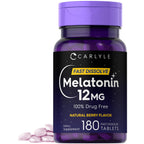 Carlyle Melatonin 12 mg Fast Dissolve 300 Tablets | Drug Free | Natural Berry Flavor | Vegetarian, Non-GMO, Gluten Free