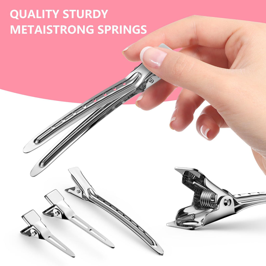 75pcs Duck Biled Hair Clips for Women, Duckbill & Metal Hair Clips for DIY Styling, Silver Hair Pins with Storage Case - Salon & Home Hair Accessories for Cutting, Rolling Long Hair