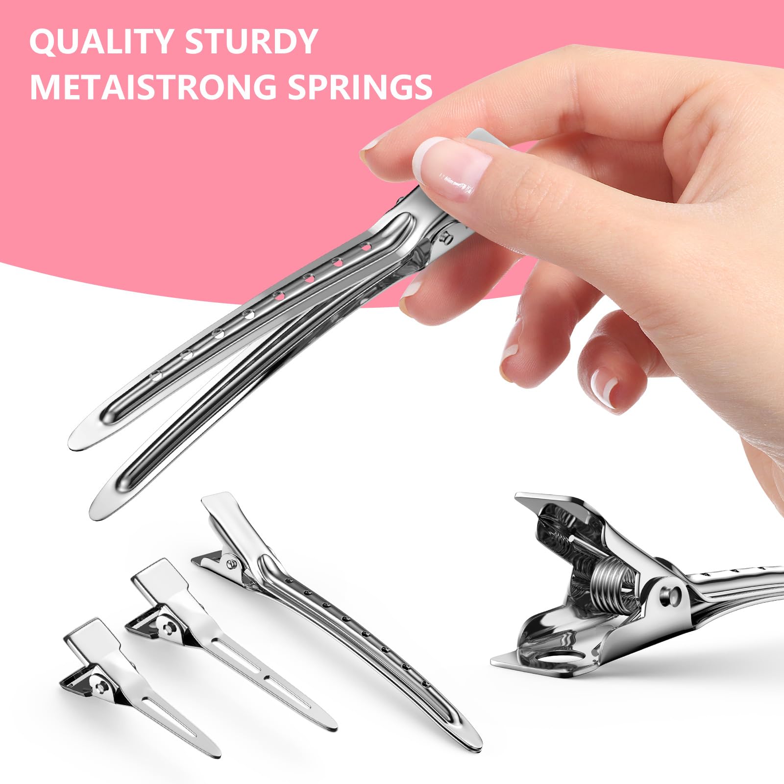 75pcs Duck Biled Hair Clips for Women, Duckbill & Metal Hair Clips for DIY Styling, Silver Hair Pins with Storage Case - Salon & Home Hair Accessories for Cutting, Rolling Long Hair
