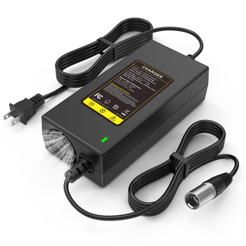 29V 5A for 24V 5A 3-Pin Male XLR Connector Battery Charger for Lakematic, Pride Mobility, Jazzy Power Chair, Drive Medical, Golden Technologies, Shoprider, Rascal 200T/500T/301 PC 24BC5000TF-1