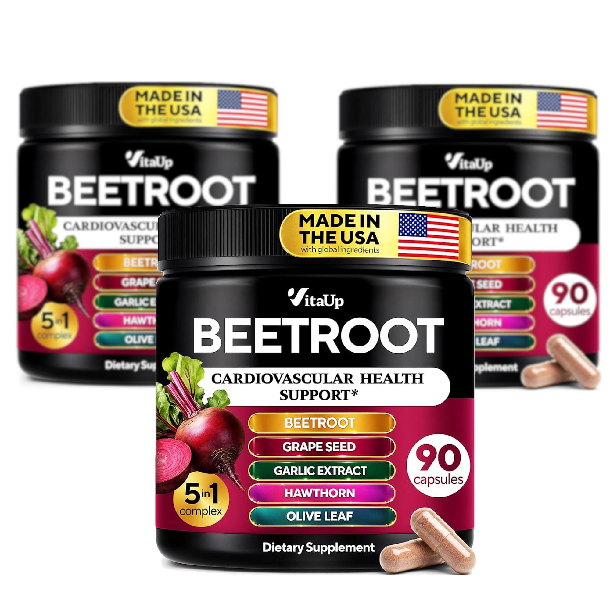 Beet Root Gummies – Beetroot Gummies with CoQ10, Grape Seed, Vitamin C, B12 & B3 – Beets Gummies for Circulation, Energy & Immune Support – 60 Beets Chews – Pack of 3