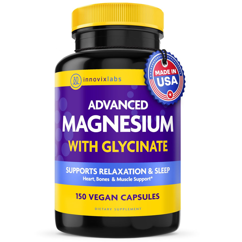 InnovixLabs Advanced 2-in-1 Magnesium Glycinate & Magnesium Malate 210mg Capsules, High Absorption Chelated Magnesium Supplement, Supports Relaxation Sleep Muscle & Bone Health, Vegan, 150-Day Supply
