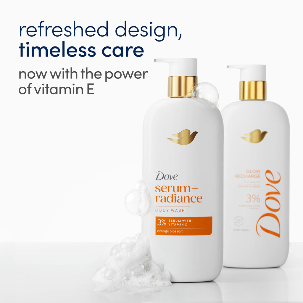 Dove Exfoliating Body Wash Glow Recharge Energizes & illuminates 18.5 oz | For everyday shower care, Helps illuminate and refine skin, With 3% brightening serum