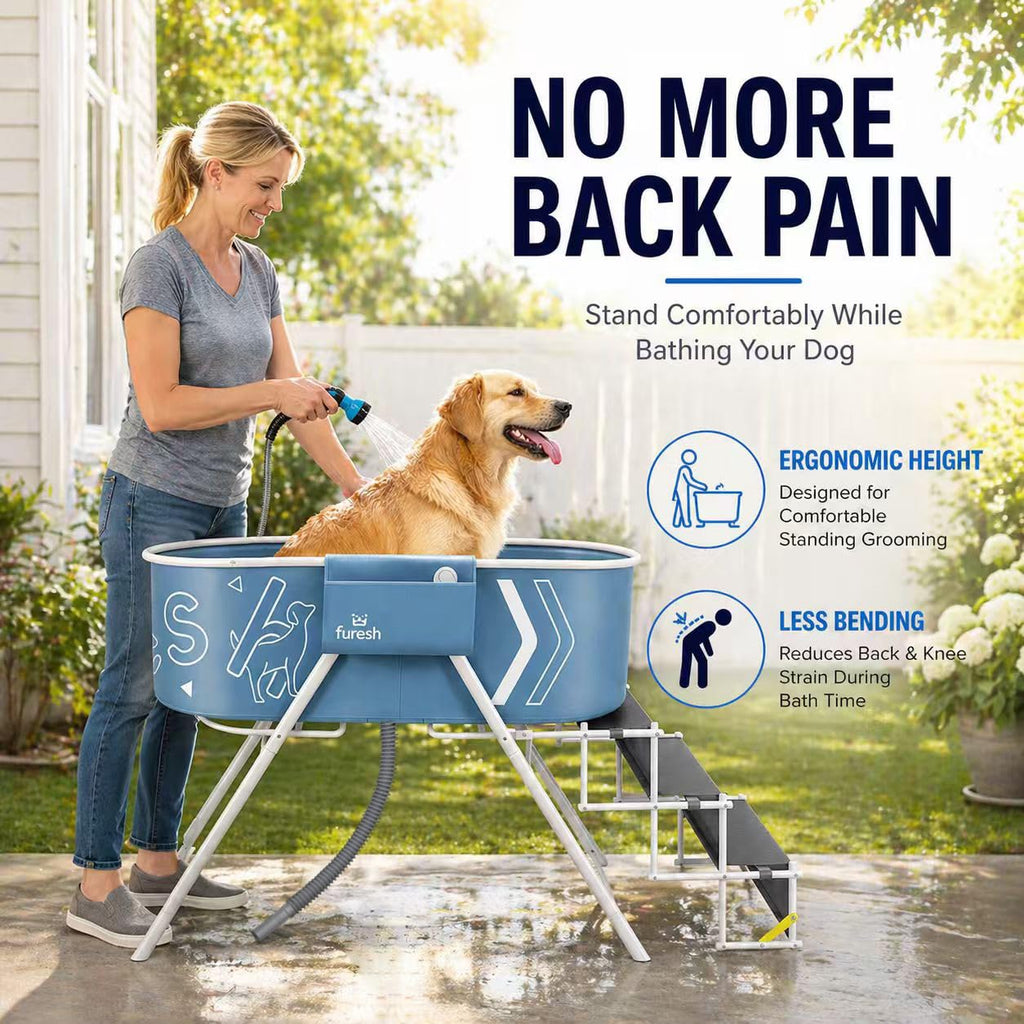 Furesh Foldable Dog Washing Station for Large Dogs with Stairs