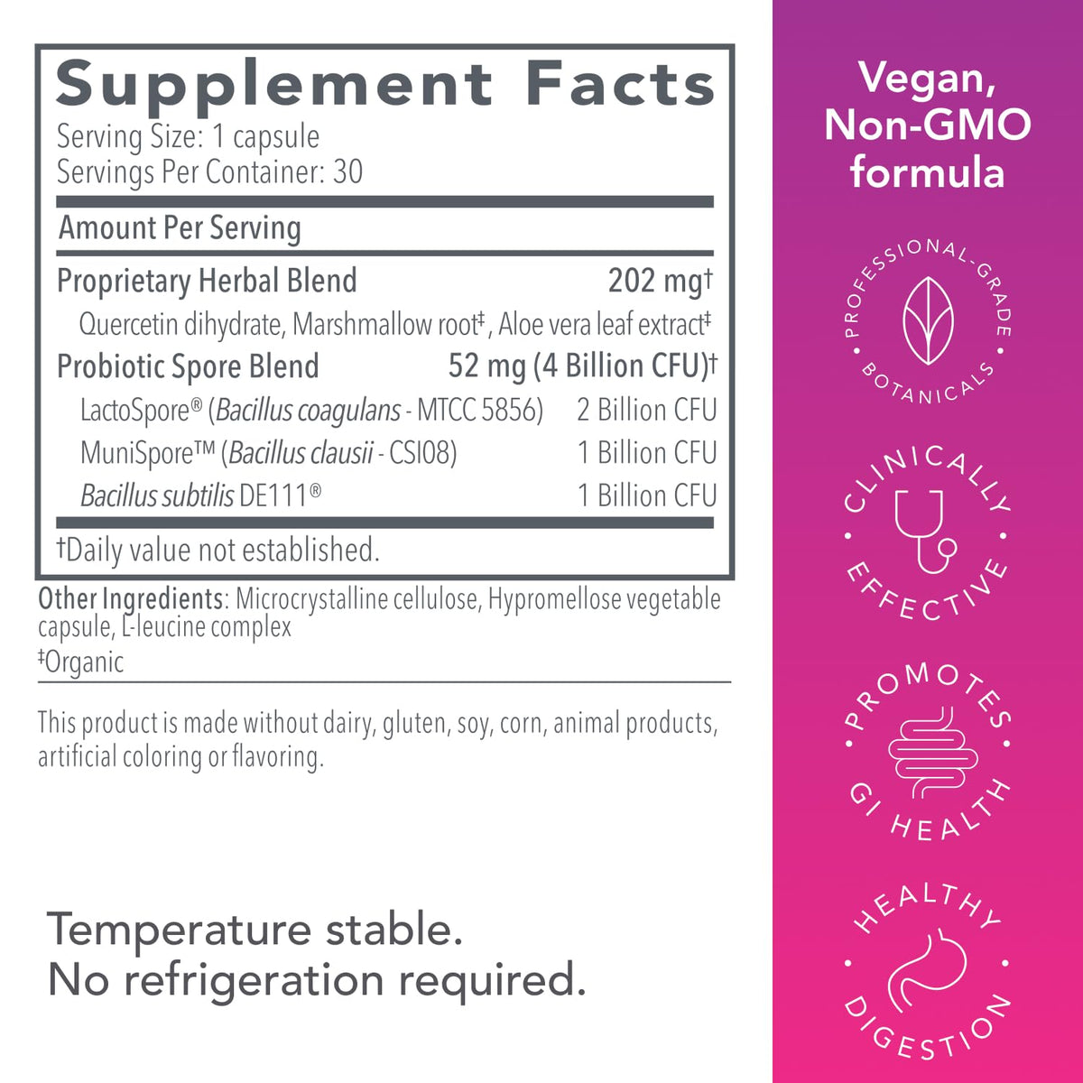 Biocidin Proflora 4R Spore Probiotic for Gut Health & Digestion, 30 Count