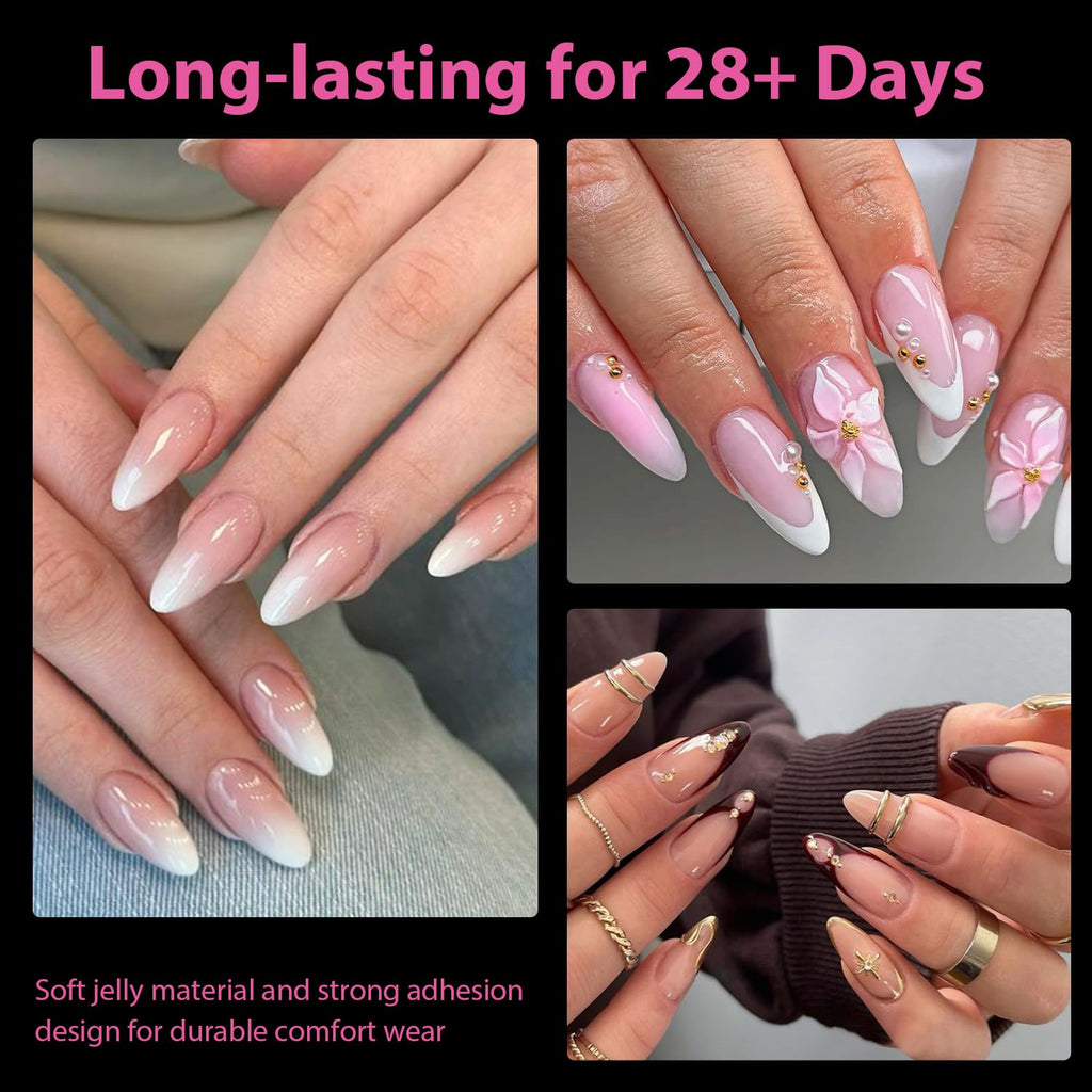 Buy now UNA GELLA Almond Gel Nail Tips, 504PCS Pre Etched Clear Fake Nails Tips Medium Almond Shape - 12 Sizes Full Cover Soft Acrylic Press On Nail Extensions No C Curve Gift for Diy at Home at indiglob india