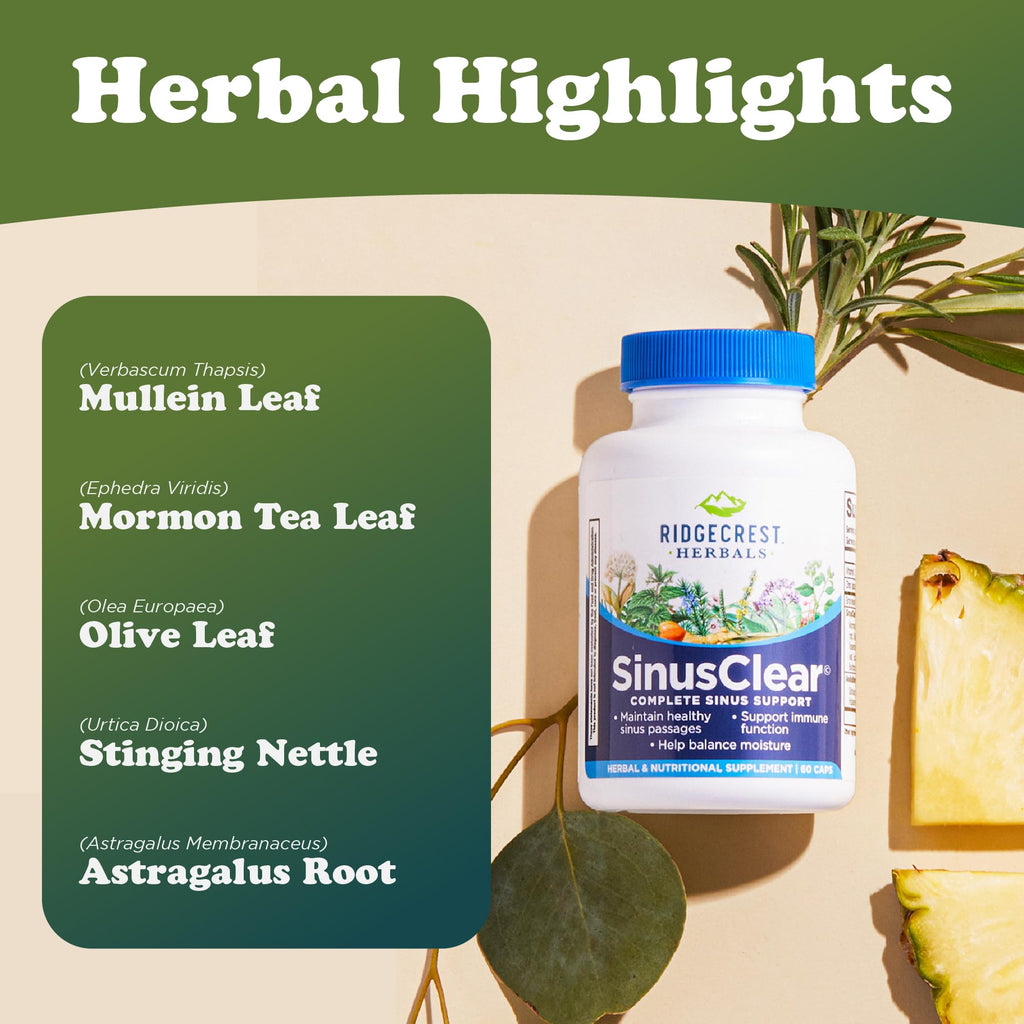 RidgeCrest Herbals SinusClear Mullein Sinus, Nasal and Immune Support 60 Ct