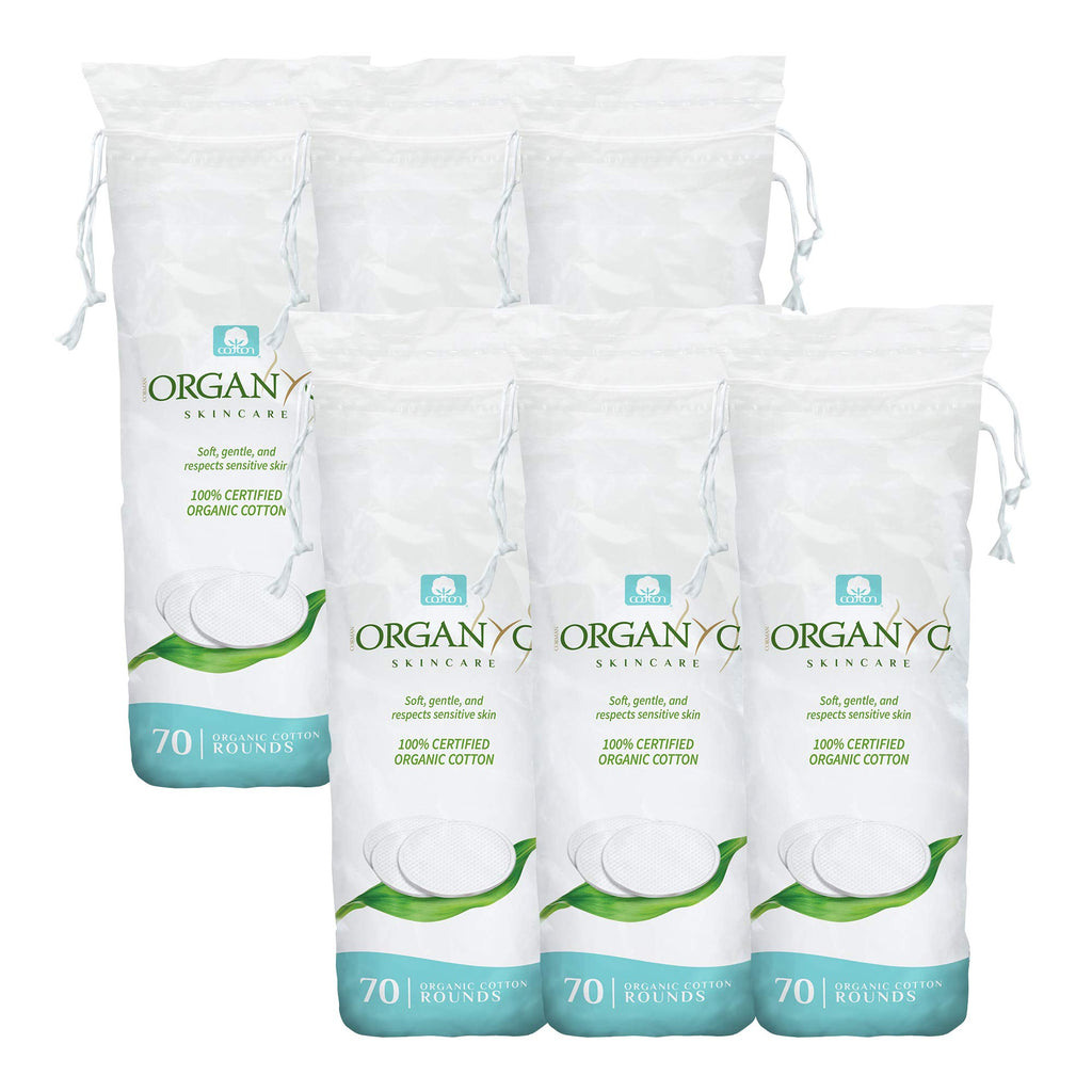 Organyc 100% Organic Cotton Rounds - Biodegradable Cotton, Chemical Free, For Sensitive Skin (210count) - Daily Cosmetics Beauty and Personal Care