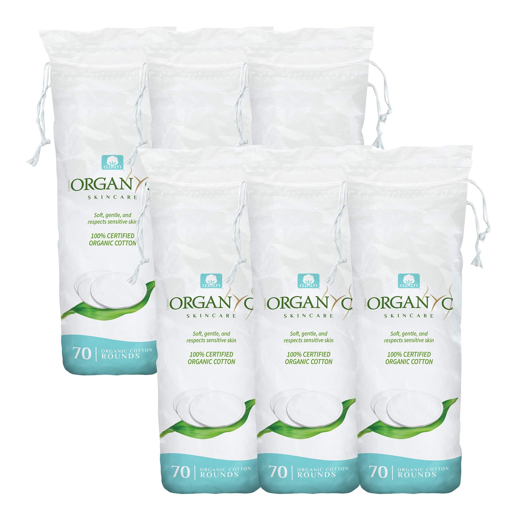 Organyc 100% Organic Cotton Rounds - Biodegradable Cotton, Chemical Free, For Sensitive Skin (210count) - Daily Cosmetics Beauty and Personal Care