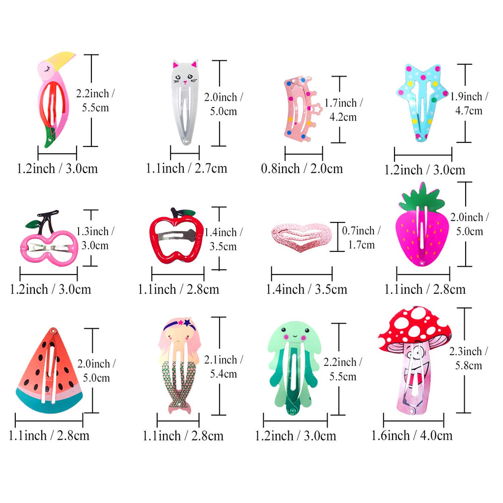 Girls Hair Clips Barrettes, Funtopia 80 Pcs Metal Snap Hair Clips for Kids
