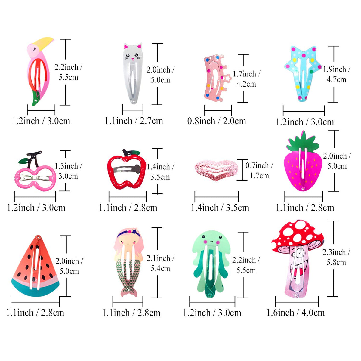 Girls Hair Clips Barrettes, Funtopia 80 Pcs Metal Snap Hair Clips for Kids