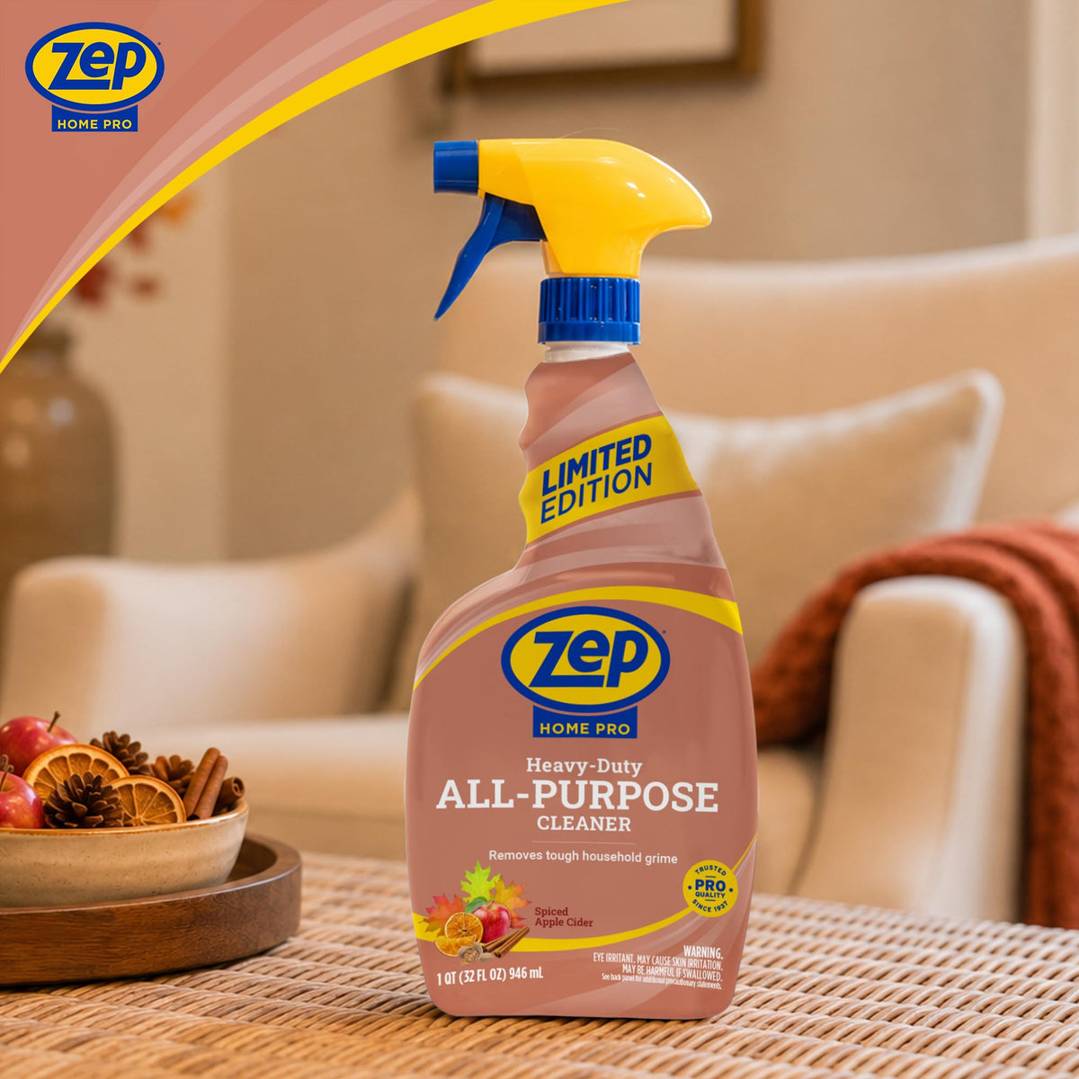 Zep Heavy-Duty All-Purpose Cleaner -Spiced Apple Cider Scent, 32oz (1 Pack)