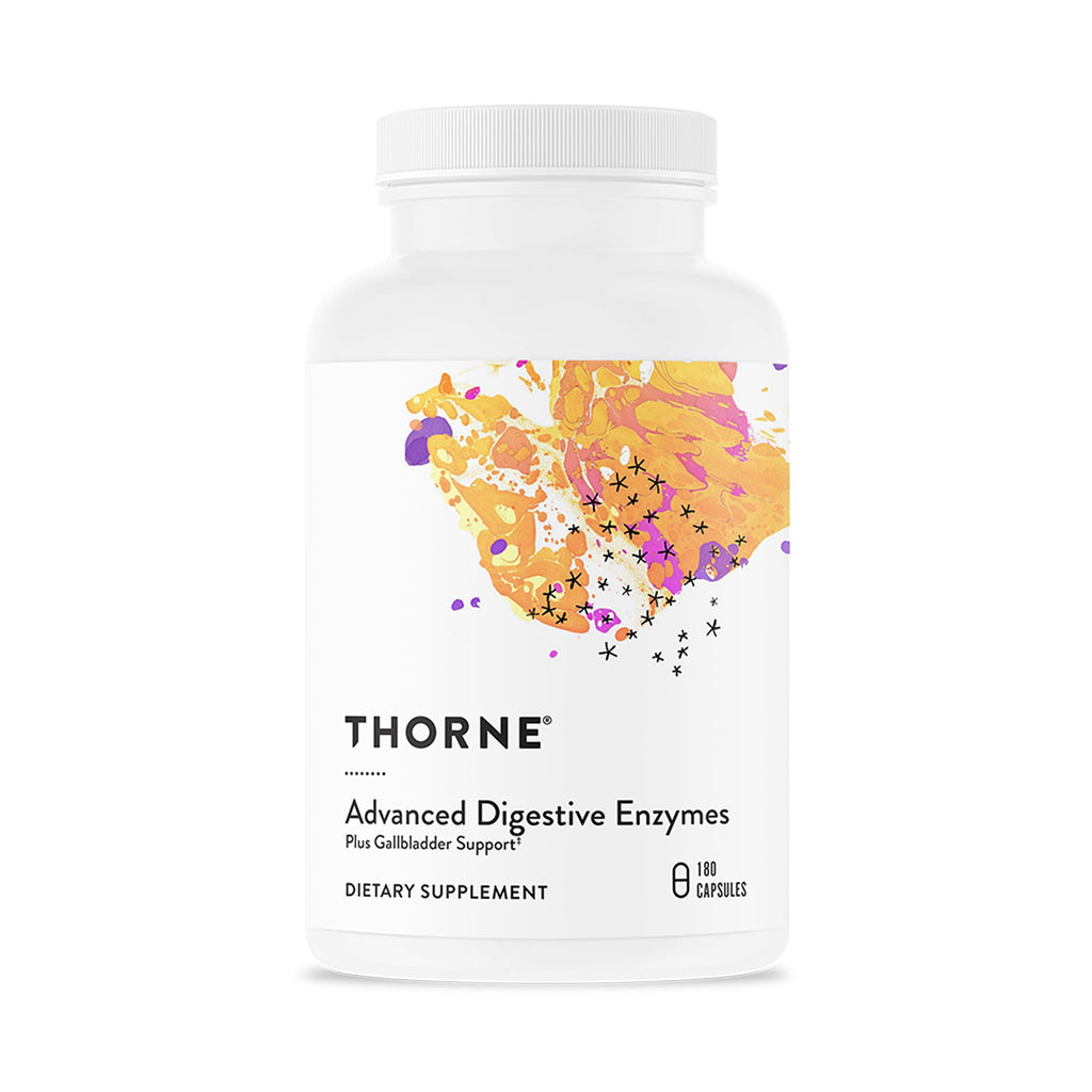 Thorne Advanced Digestive Enzymes, Pepsin & Betaine HCl, 180 Capsules | Provides Relief for Occasional Indigestion, Constipation, Gas & Bloating*, Pancreatin & Ox Bile, Third-Party Certified