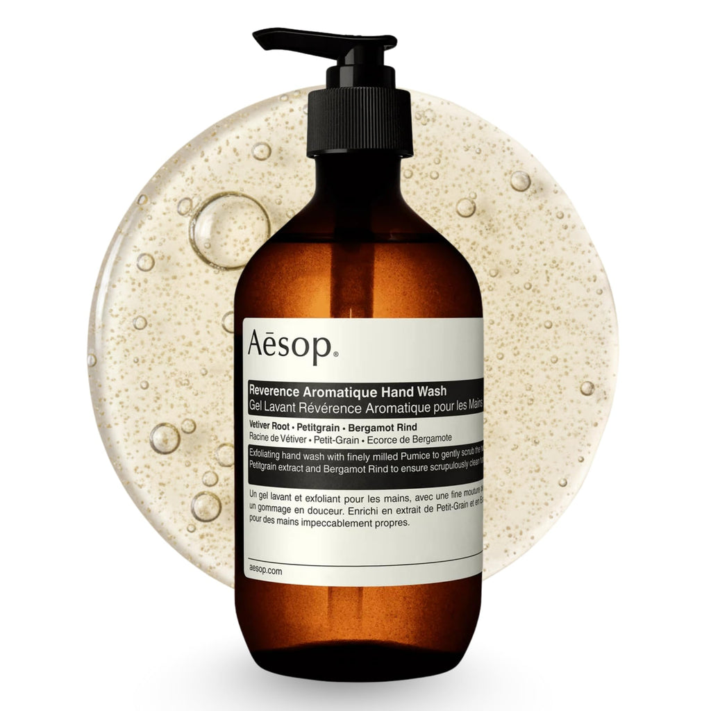 Aesop Reverence Aromatique Exfoliating Hand Wash | Exfoliating Hand Soap with Finely Milled Pumice | Gentle Cleanser & Skin-Smoothing Formula with Vetiver & Bergamot | 500mL / 16.9 oz (Pack of 5)