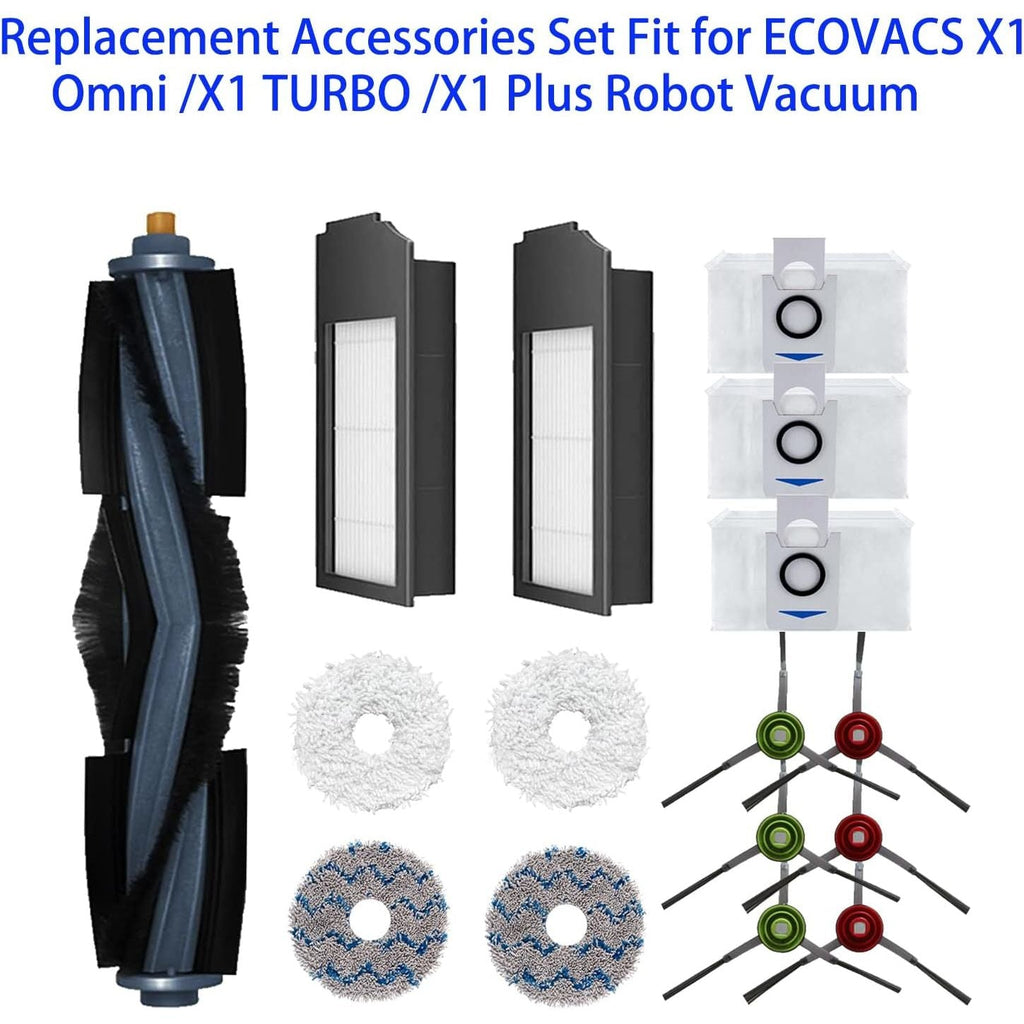 Buy now DEEBOT X1 Series Replacement Accessories Set Fit for ECOVACS X1 Omni / X1 TURBO Robot Vacuum Include 1 Main Brush 6 Side Brushes 2 Filter 4 Mop Pads 3 Dust bag Parts at indiglob india