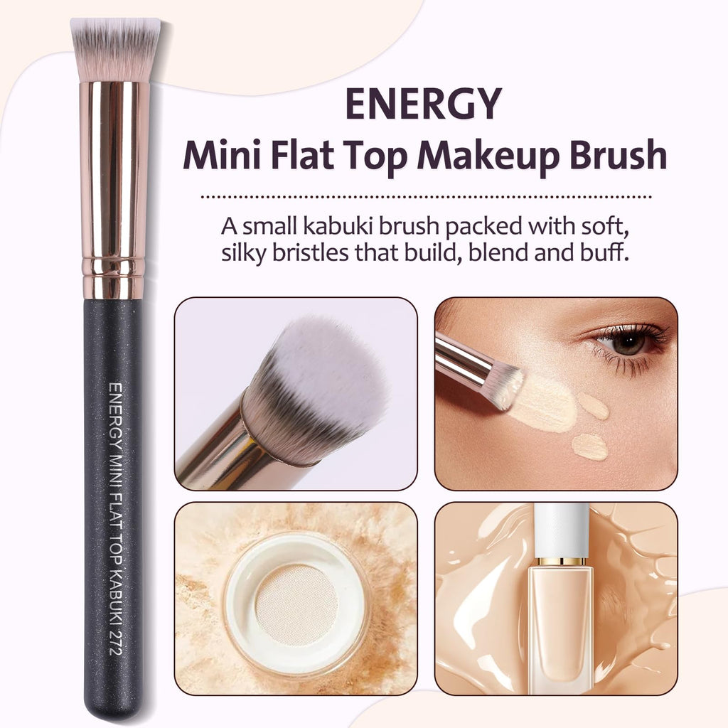 ENERGY Mini Flat Top Makeup Brush with soft bristles for precise application; perfect for flawless under-eye concealing. Verified by CuratCart.