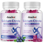 duwhot Calcium Citrate Gummies, Chewable Calcium 1000mg for Women, Men Kids | High Absorption Calcium Minerals Supplements for Bone, Muscle & Immune Support, Blueberry Flavor, Vegan, Organic, 60 Chews