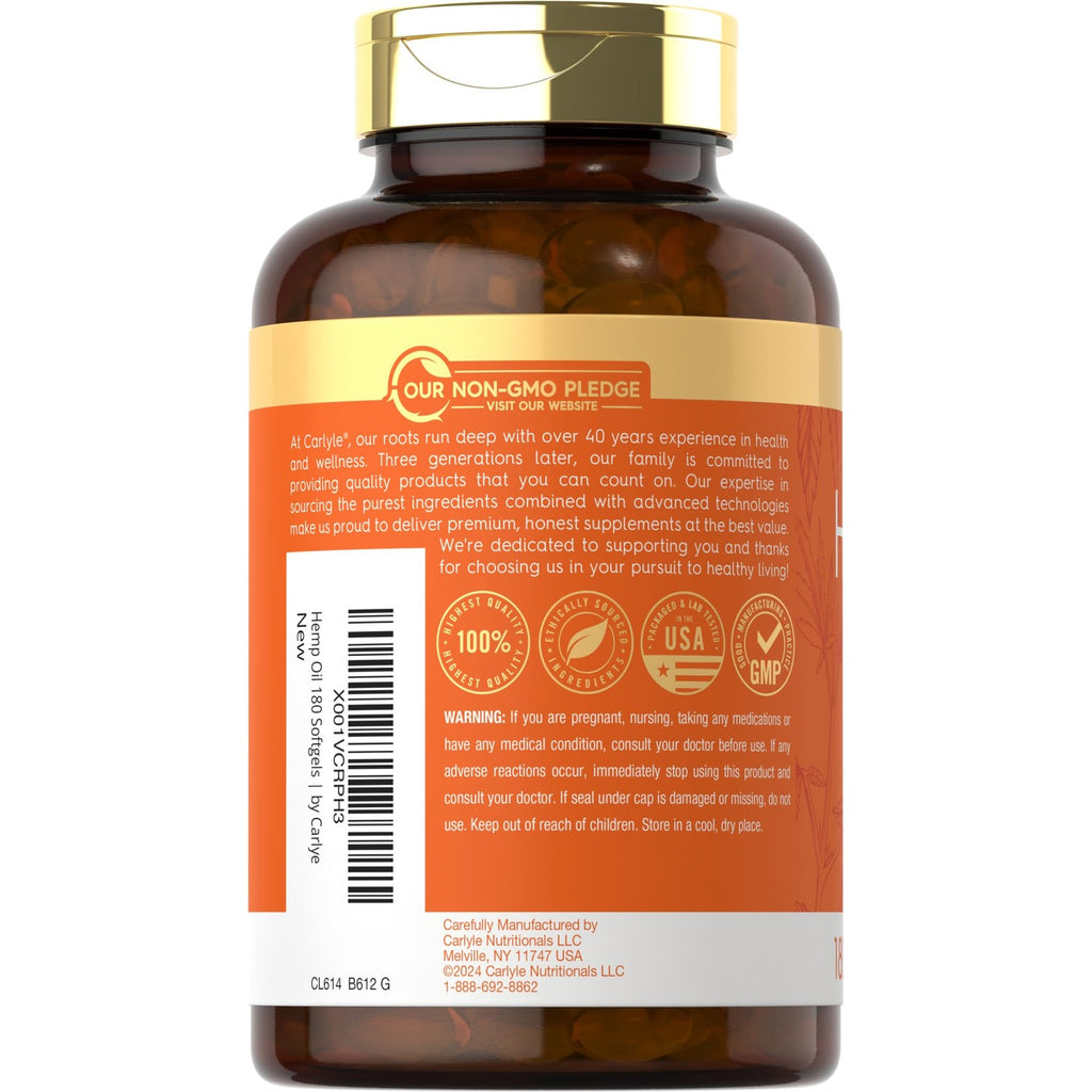 Carlyle Hemp Oil Softgel Capsules | 126,000 mg | 180 Count