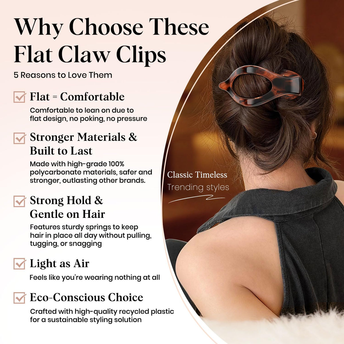 Premium imported 4 PCS large flat hair clips for women offer strong hold, comfort, and eco-conscious design for effortless styling.
