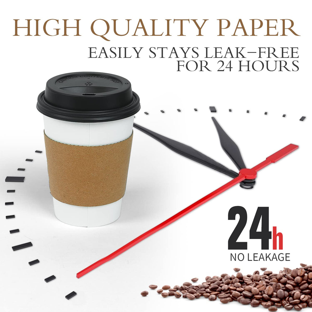 Ginkgo 100 Pack 12 oz Thickened Coffee Cups with Lids and Sleeves