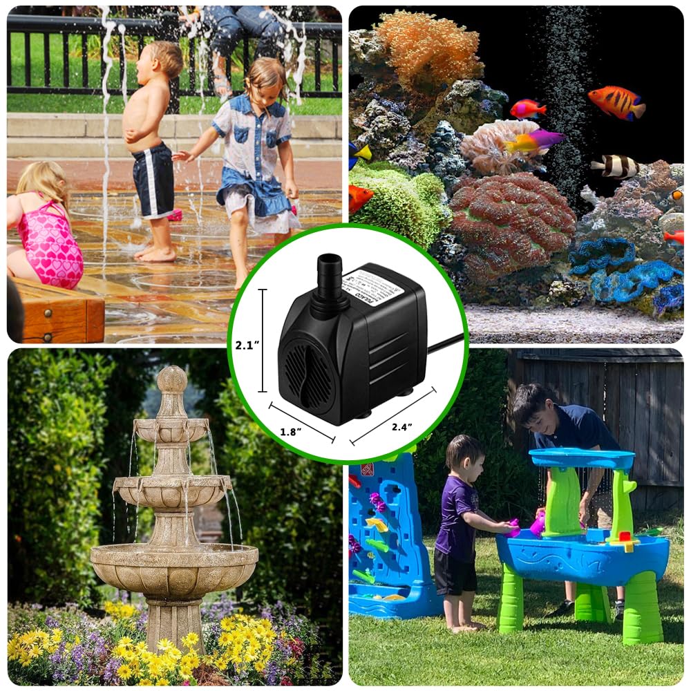 PULACO 160GPH Small Submersible Water Pump with 3.3 ft Tubing