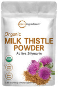 Organic Milk Thistle Tea Powder, 3.5 ounces | Up to 400 Servings | Premium Milk Thistle Liver Detox Supplement | Contains 80% Active Silymarin | Non-GMO, Vegan Friendly, Eco-Friendly Recyclable Bags