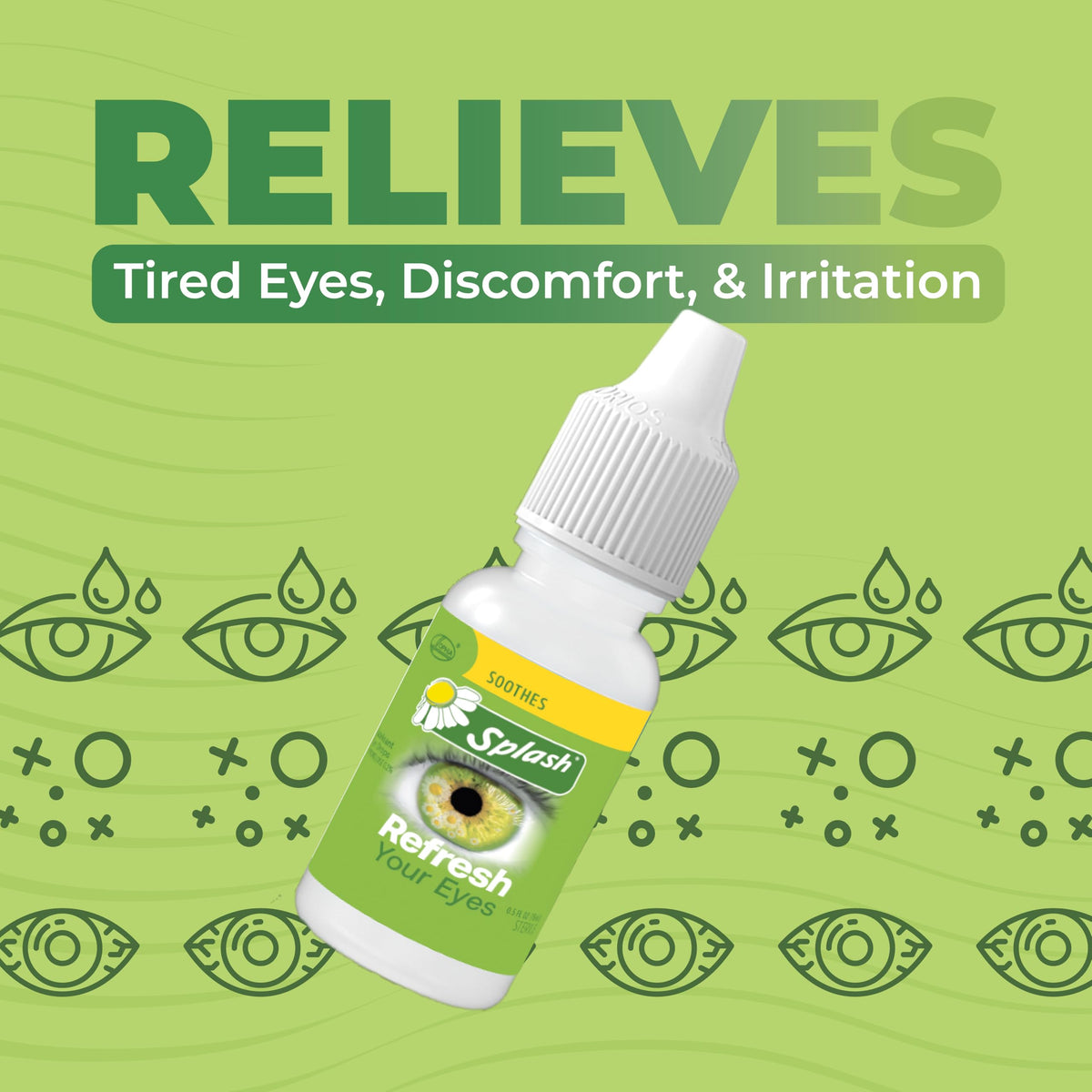 Splash Refresh Soothing Eyes Drops for Tired Eyes, Contains Chamomile, Daily Use 0.5 Fl Oz Bottle (Pack of 1)