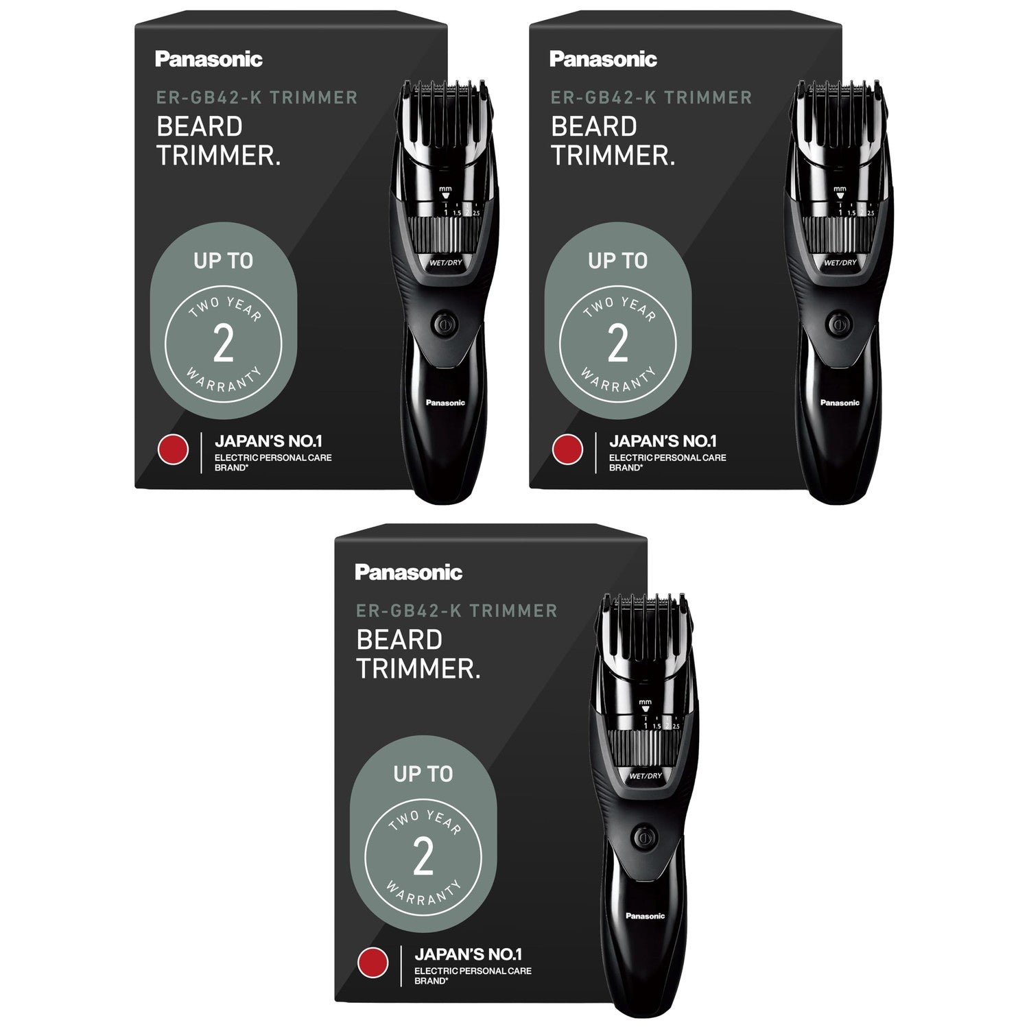 Panasonic Cordless Beard Trimmer for Men with Precision Dial, 19 Adjustable Length Settings, Rechargeable Battery, Washable, Birthday Gifts for Men, ER-GB42-K (Black)