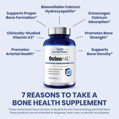 1MD Nutrition OsteoMD for Comprehensive Support - Supplement for Women and Men - Promote Density w/Vitamin D - Hydroxyapatite w/Vitamin D3 & K2-90 Capsules