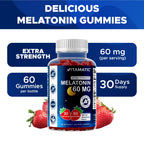Vitamatic Sugar Free Melatonin 60 mg Per Serving - 60 Vegetarian Gummies | Non-Habit Forming High Potency Melatonin Supplement