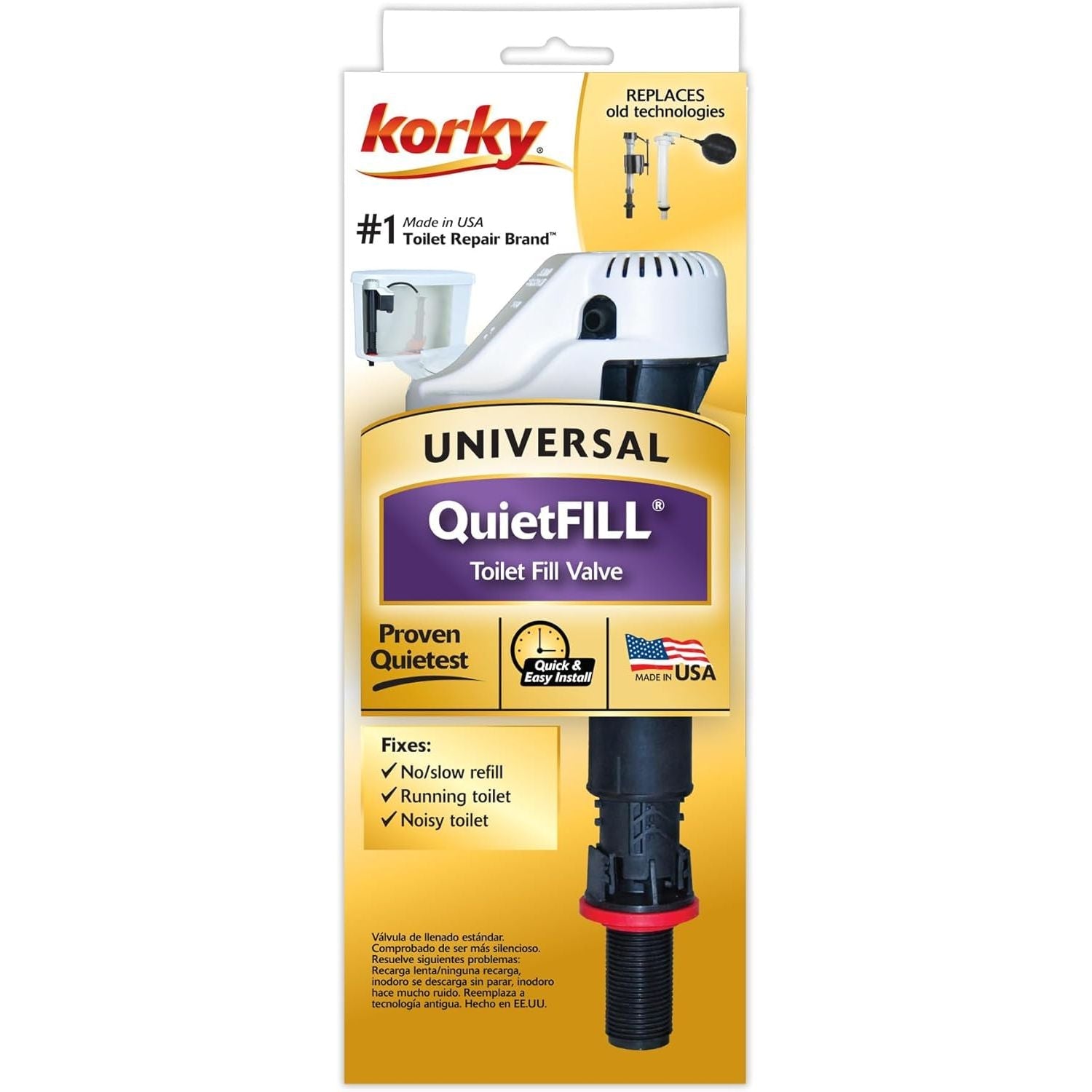 Buy now Korky QuietFILL Toilet Fill Valve - Universal Fits 99% of Toilets - Easy Height Adjust for Fast Install, 528 at indiglob india