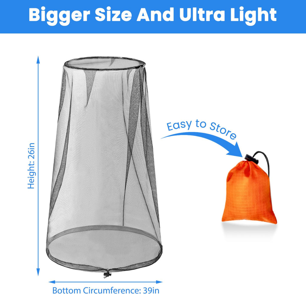 2 Pack Mosquito Head Net, Breathable Bug Net for Hat & Outdoor