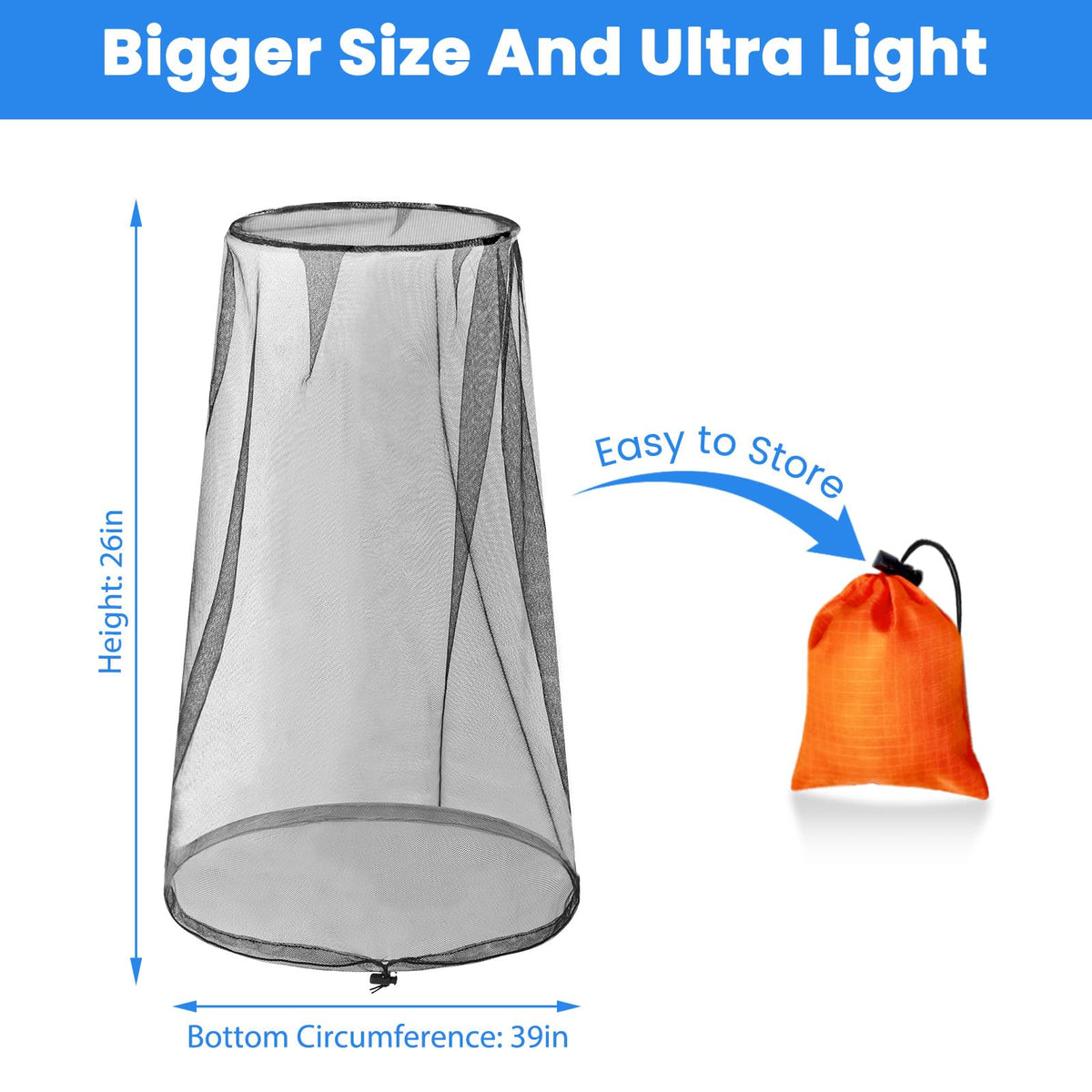 2 Pack Mosquito Head Net, Breathable Bug Net for Hat & Outdoor