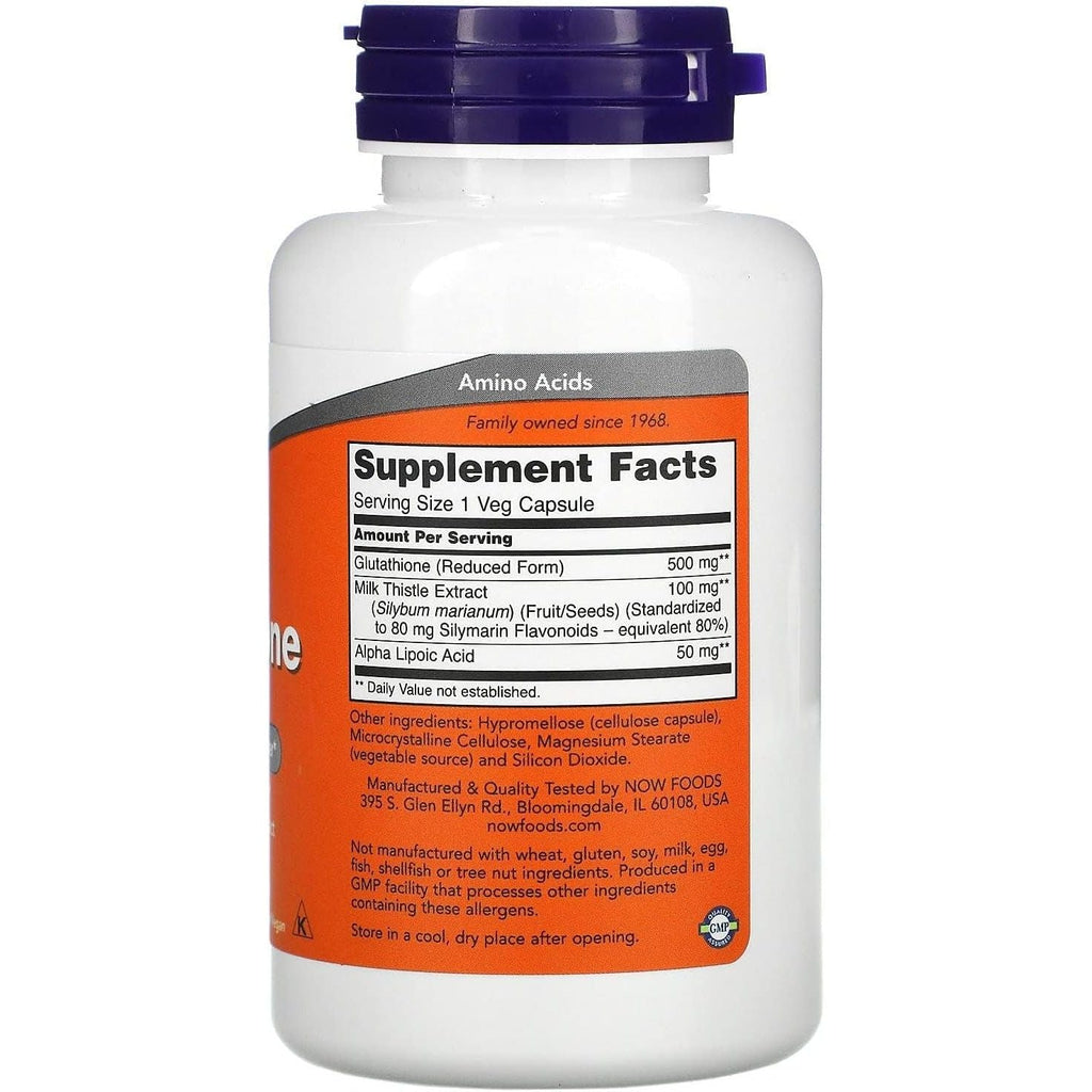 Buy now NOW Foods - Glutathione Cellular Antioxidant 500 mg. - 60 Vegetarian Capsules at indiglob india