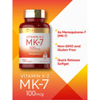 Carlyle Vitamin K2 MK7 100 mcg | 150 Softgels | Bioactive Trans-Form MK7 | Non-GMO & Gluten Free Supplement