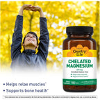 Buy now Country Life Chelated Magnesium 250mg - Supports Heart, Bone & Muscle Health, Vegan-Friendly Magnesium Supplement with Magnesium Oxide and Amino Acid Chelate, Gluten-Free at indiglob india