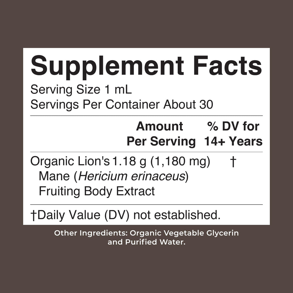 MARYRUTH'S Lions Mane Mushroom Supplement Liquid Drops 1 Fl Oz, Non-GMO | USDA Organic Lions Mane Extract 1,180mg, Nervine Herbal, Brain Health, Focus & Memory, Non-GMO